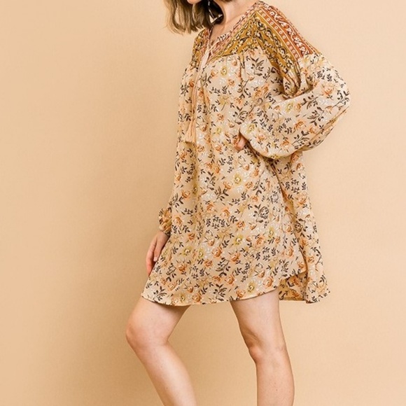 Boho Mixed Floral Cottagecore Lace Up Dress S M L - Picture 7 of 8